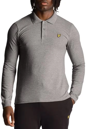 Long Sleeve Polo Shirt Mid Grey Marl S