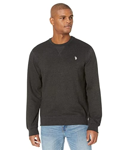 Long Sleeve Popover Crew Neck Fleece Sweatshirt Black Heather MD