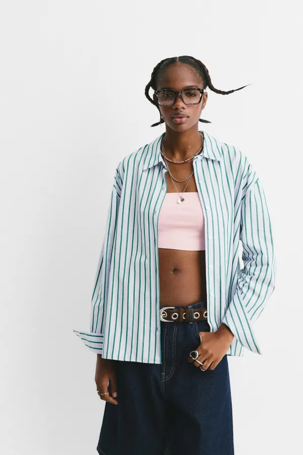 Long Sleeve Striped Shirt - Pastel blue