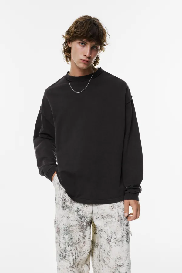 Long Sleeve T-Shirt With Seams - Black