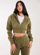 Long Sleeve Zip Up Hoodie KHAKI Long Sleeve Zip Up Hoodie KHAKI