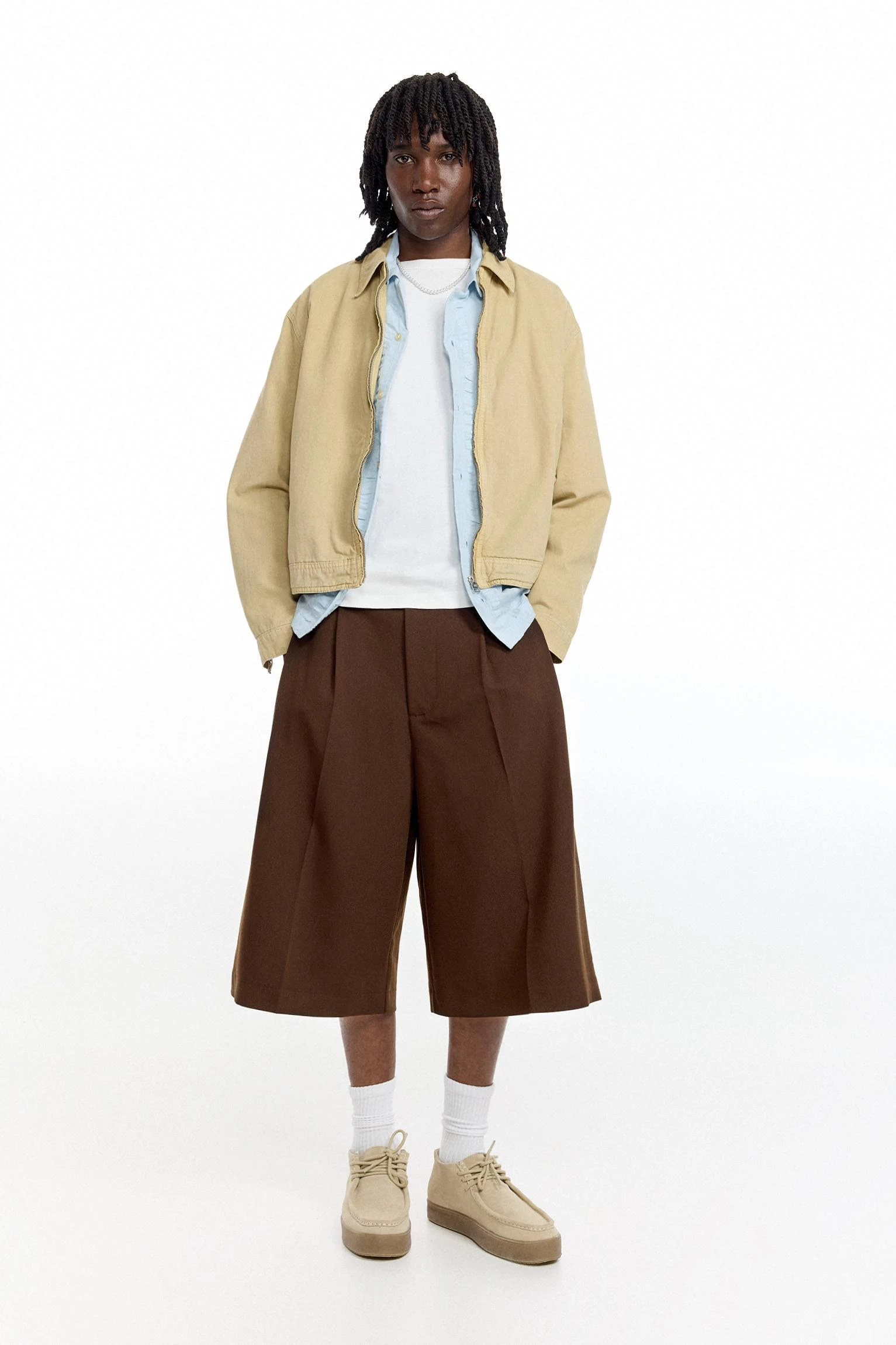 Long Tailored Bermuda Shorts - Chocolate