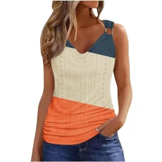 Long Vest Tops for Women UK Casual Eyelet Sleeveless Tops Loose Tanks Tees Cowl Neck Ruched Strap Blouse Elegant Shirts Party Holiday T Shirts Ladies Summer Outfits Clearance