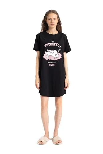 Long women's sleep shirt - cotton nightdress women's short sleeve pajamas