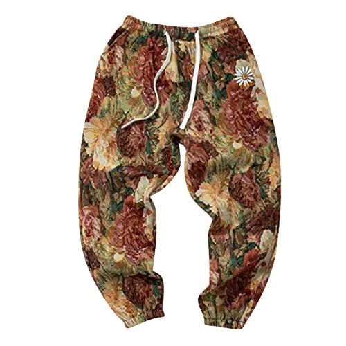 Loose Mens Japanese Retro Trend Plus Size Embroidered Color Matching Casual Trousers Girl Jelly Sandal