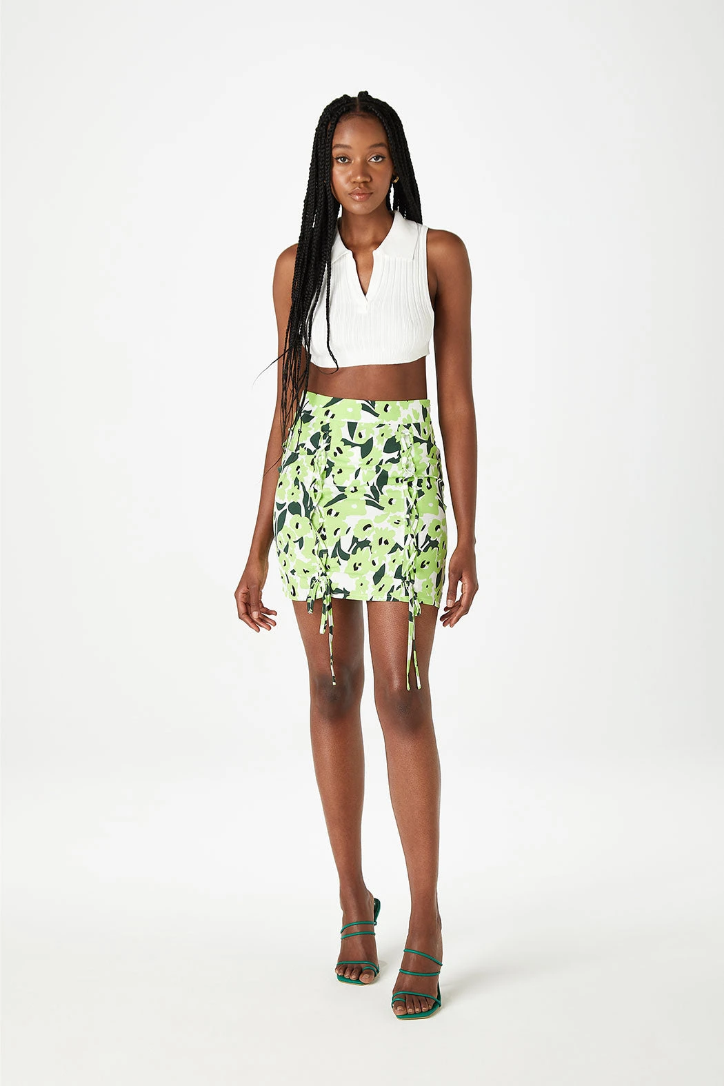 Lori Lace Up Mini Skirt White /