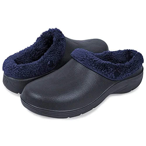 Lorton Men's Fleece Lined Garden Clogs - Oxford Blue - 10 UK