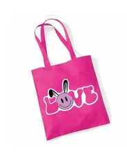 | Love Bunny A27 | Fuchsia Tote Bag | Black Print | gift for Valentine's Day | Love Bunny A27 | Fuchsia Tote Bag | Black Print | gift for Valentine's Day