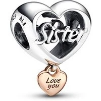 Love You Sister Heart Charm