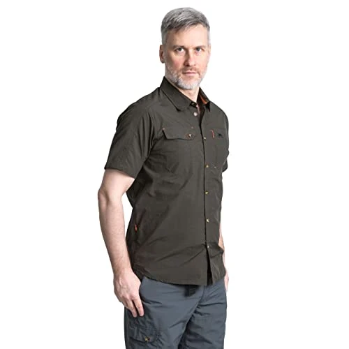 Lowrel Mens Short Sleeve Mosquito Repellent Shirt Summer Hiking Top Olive