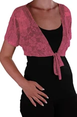 - Lucy Womens Lace Short Bolero Shrug Wrap Cardi One Size Coral