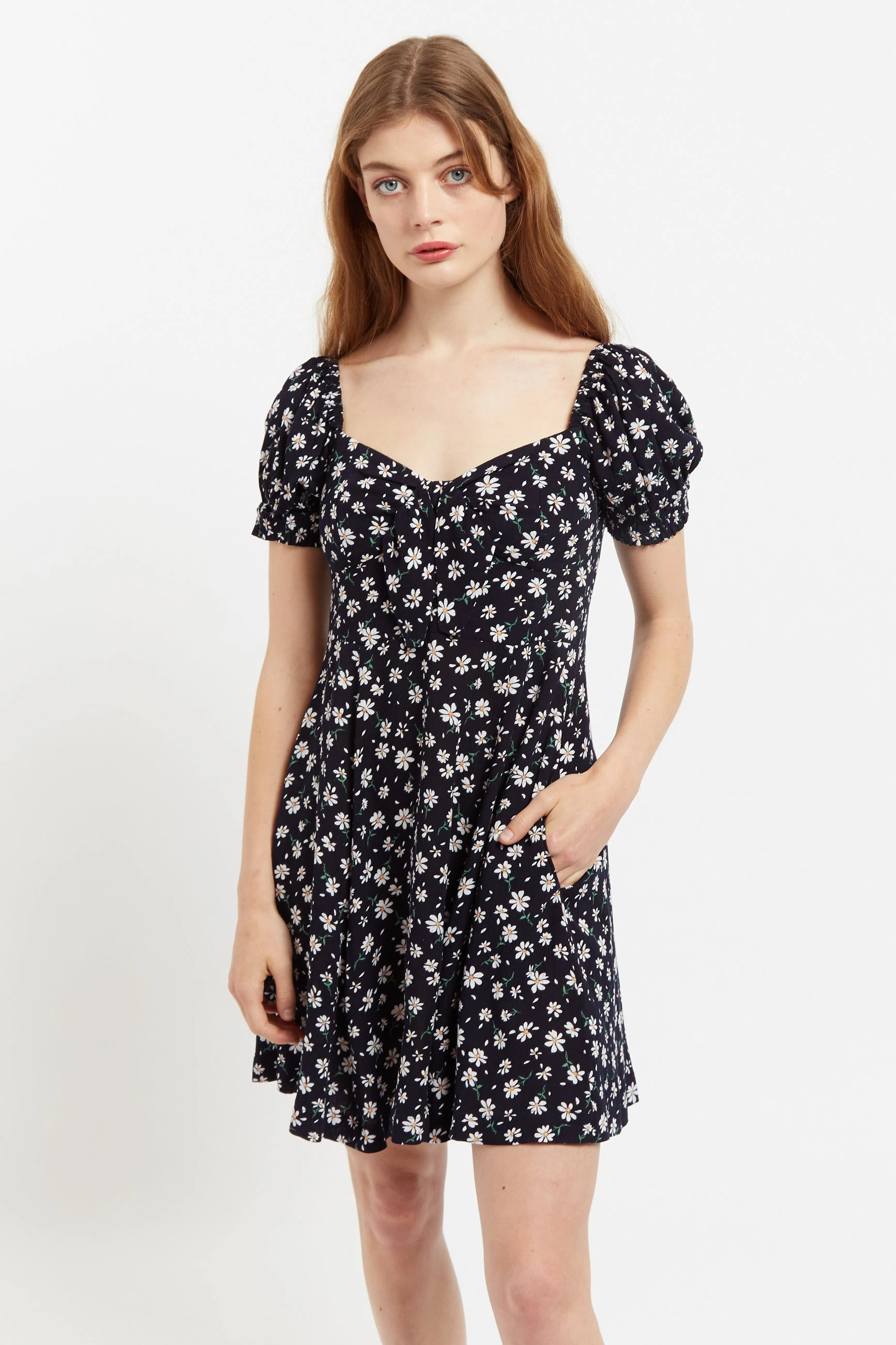 Luiza Daisy Drop Mini Dress - Navy