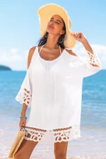 Luminous Veil White Cover-Up Mini Dress