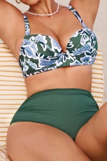 Luna Garden DD+ Underwire High Waisted Bikini Set - Green
