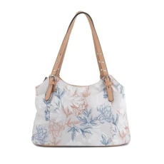 Luton Womens Beige Floral Canvas Handbag - Size 1 UK - Multicolour