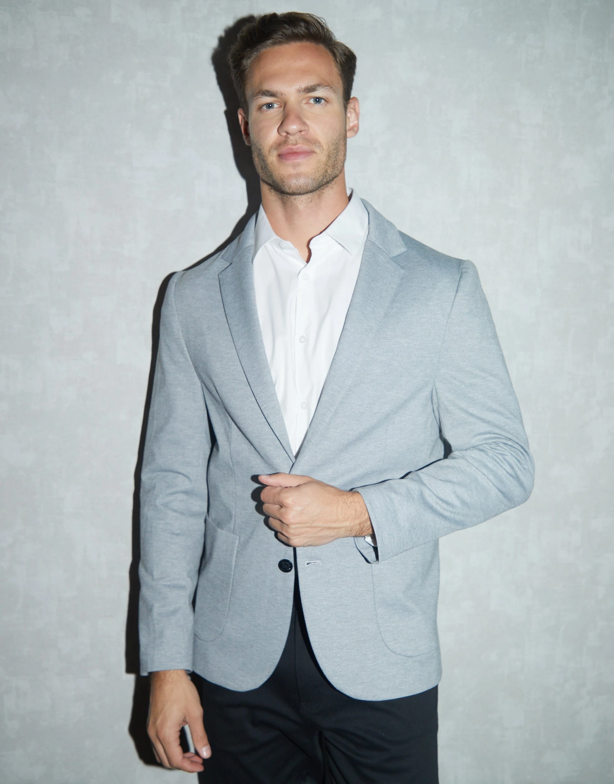 Luxe Men's Grey Marl Jersey Blazer