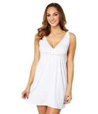 Luxe Milk Jersey Chemise, Charming Vintage Lace Trim - off-white - X-Large