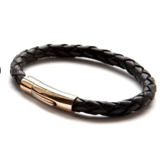 Luxury Rose Gold and Black Leather Bracelet Luxury Rose Gold and Black Leather Bracelet