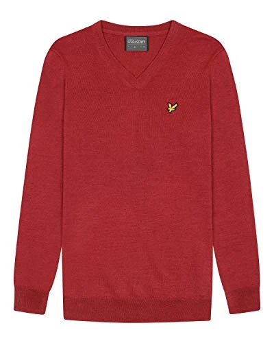 Lyle and Scott Men Golf V Neck Pullover - L Ruby