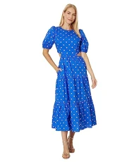 Lyssa Cotton Midi Dress, Blue Grotto Hotter Spot, 14 Lyssa Cotton Midi Dress, Blue Grotto Hotter Spot, 14
