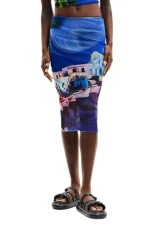 M. Christian Lacroix Landscape midi Skirt 24SWFK05 Size S Blue M. Christian Lacroix Landscape midi Skirt 24SWFK05 Size S Blue