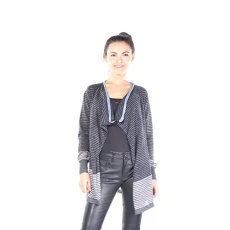 M-Seaweed Maglia Ladies Cardigan Jacket Linen (S, Black)