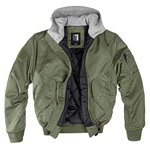 MA-1 Men's Hooded Bomber Jacket with Hood - - X-Large