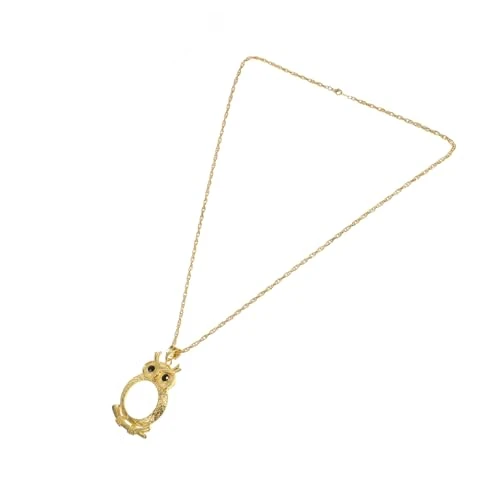 Magnifying Glass Necklace Choker Necklaces for Woman Locket Magnifying Mirror Magnifying Eye Loupes Reading Magnifier Lens Necklace Jewellery Magnifying Glass Golden ，