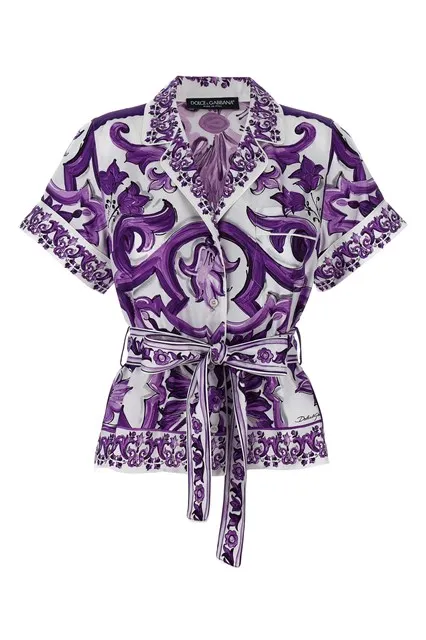 Maiolica print pajama shirt - Purple