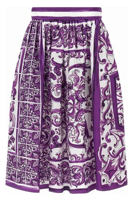Maiolica print silk skirt - Multicolor