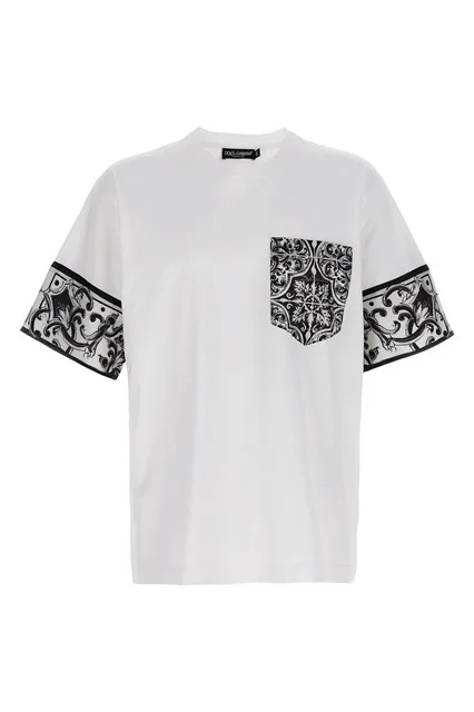 Maiolica print T-shirt - White/Black