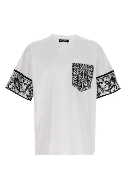 Maiolica print T-shirt - White/Black