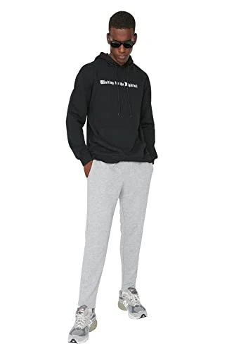 Man Basic Normal Waist Açık Paça Regular Tracksuit Bottoms Grau