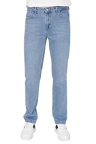Man Normal Waist Straight Leg Straight Jeans Blue