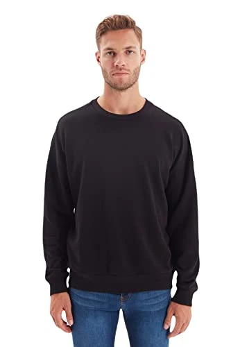 Man Regular Basic Crew neck Knit Sweatshirt Black