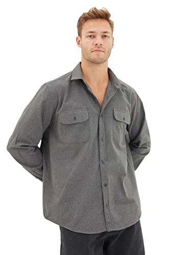 Man Regular fit Basic Shirt Collar Woven Shirt Grey