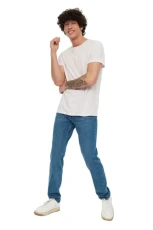 Man Regular Waist Straight Leg Straight Jeans Indigo Man Regular Waist Straight Leg Straight Jeans Indigo