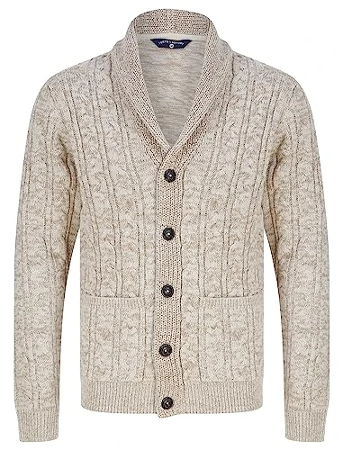 Manji Cable Knitted Cardigan with Shawl Collar - Natural Twist - XL