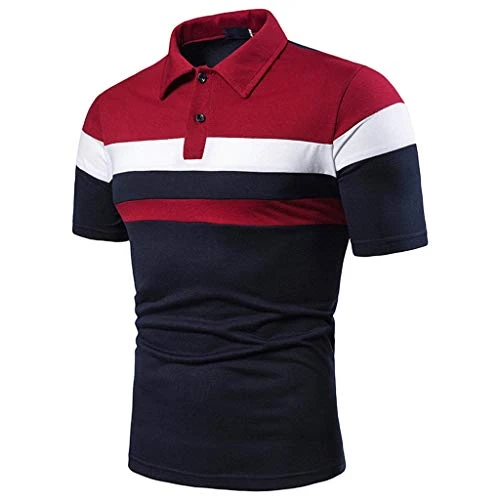 Man’s Fashion Polo Shirts Short Sleeves Collared T-Shirts Color Block Sports Golf Polos Mens Polo Shirts Short Sleeve Hawaiian Shirts for Men Short Sleeve Mens T Shirt Mens Polo Shirts Short Sleeve