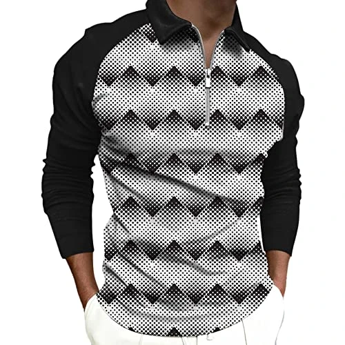 Man's Golf Polo Shirt Relaxed Fit 3D Print Mens Golf Polo Shirts Golf top Henley t Shirts for Men Quick-Dry Party Graduation Colorful T Shirt top Men's Activewear Shirts & Tees Black