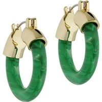 Marblla Gold Green Marbled Hoop Earrings - Gold