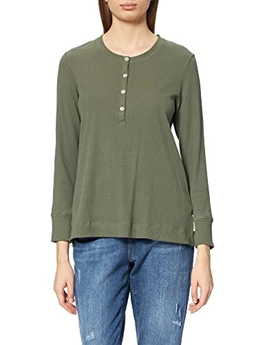 Marc O’Polo Body & Beach Women's W-Shirt LS Henley Pajama Top, Green, S
