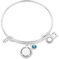 March Birthstone Bangle - Silver