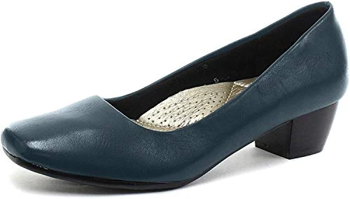 Maria Ladies Low Block Heel Court Shoes Navy UK 9