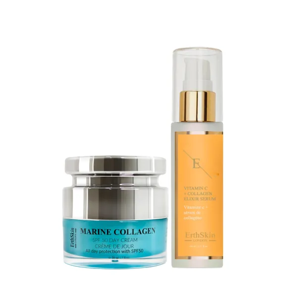 Marine Collagen SPF50 Day Cream 50ml +VITAMIN C + COLLAGEN ELIXIR SERUM 60ML - Black