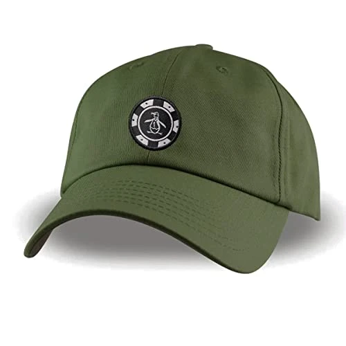 Marrowed Edge Logo Cotton Twill Adjustable Strapback Baseball Hat, Olive Green, One size