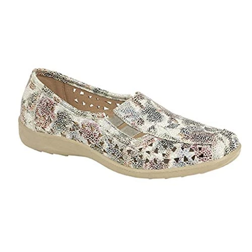 Marsha Ladies Cut-Out Slip-On Shoes Multi Floral