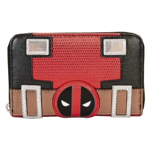 Marvel Deadpool Metallic Collection Cosplay Zip Around Wallet Red