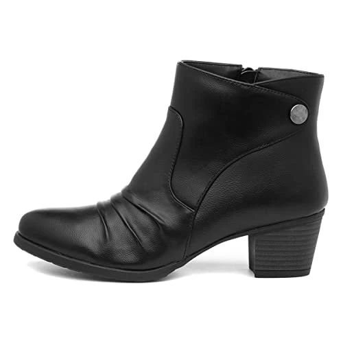 Mary Womens Black Heeled Ankle Boot - Size 4 UK - Black