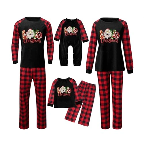 Matching Christmas Pjs for Family if 3 Long Sleeve Plus Size Deer Print Pyjamas Set with pocket Cute Pyjamas Mens Ladies Boys Girl Baby Childrens Boxing Day Sale